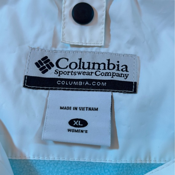 Columbia Women’s XL Aqua Blue White Fleece Lined Hooded Winter Jacket - Picture 10 of 16